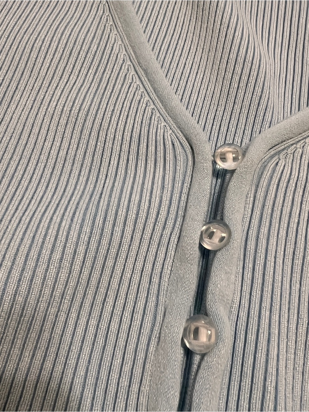 & Other Stories Light Blue Ribbed Button-Front Top - Picture 2 of 4